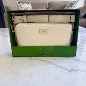 New In Box Kate Spade Cream Crossbody Bag with Belt